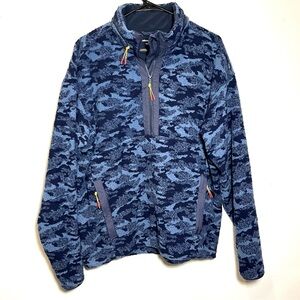 Outdoor Voices Fleece Half Zip Pullover Sweater Blue Camo Size M/L Gorpcore